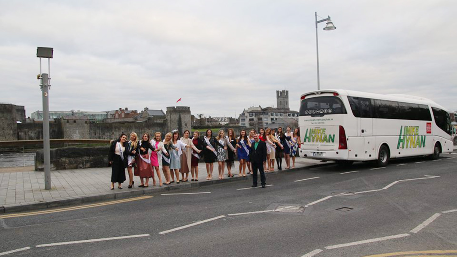 Mike Hynan with hen party in Limerick